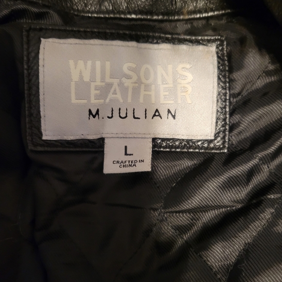 Mens Wilson's Leather Motorcycle M. Julian Black Jacket L - Picture 3 of 3